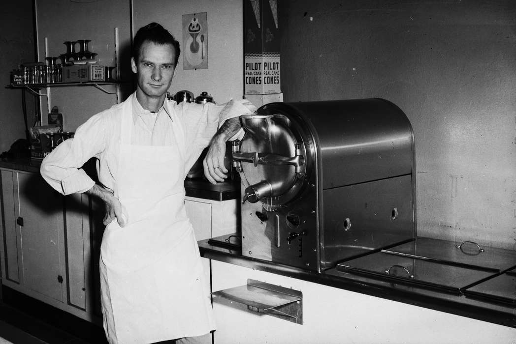 Businesses and Factories, Portraits - Individual, employee, United States, ice cream, history, ia, Photos, ice cream shop, Labor and Occupations, Coon Rapids Enterprise, historic, Iowa, IA, nestle, Coon Rapids