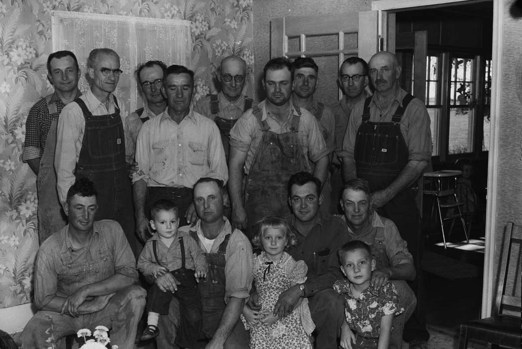 men, Coon Rapids, man, Coon Rapids Enterprise, Photos, ia, history, Portraits - Group, Iowa, Farms, boy, picking bee, Homes, overalls, farmer, Families, IA, living room, girl, historic, "help your neighbor" club, United States
