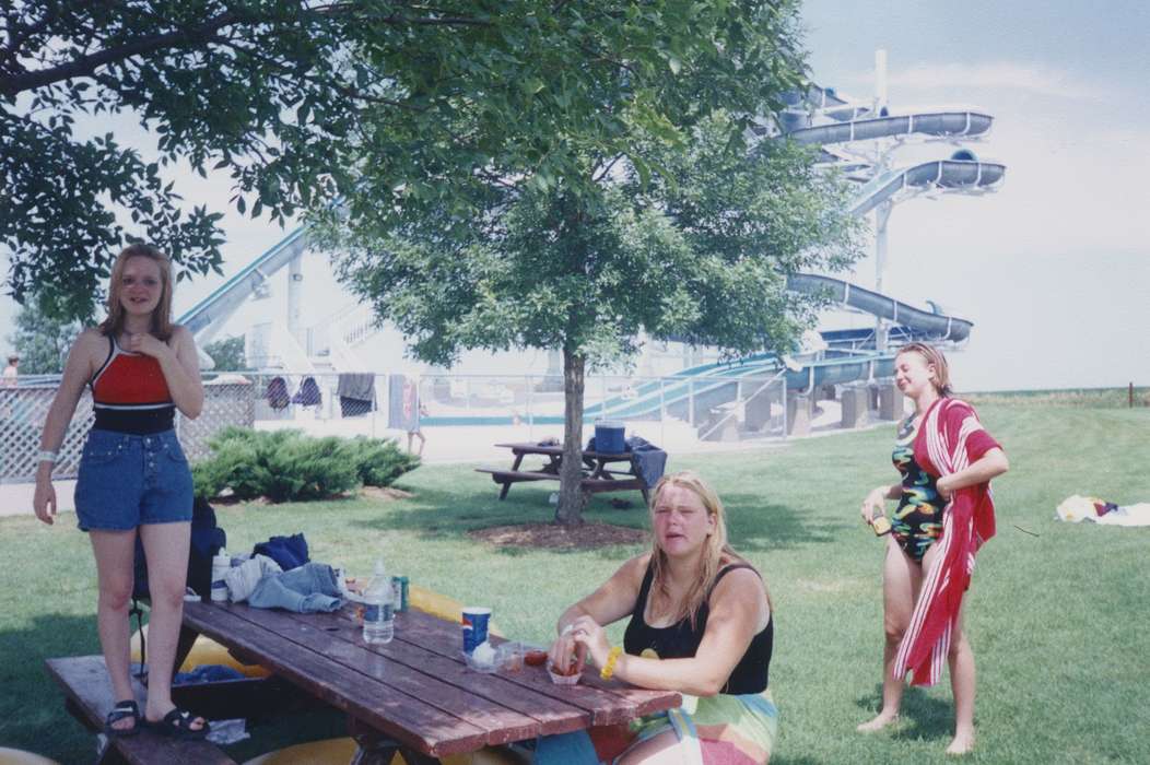 swimming suit, Kagemann, Christina, water slide, Iowa History, bathing suit, swimsuit, Davenport, IA, picnic table, summer, Iowa, history of Iowa, water park, Outdoor Recreation