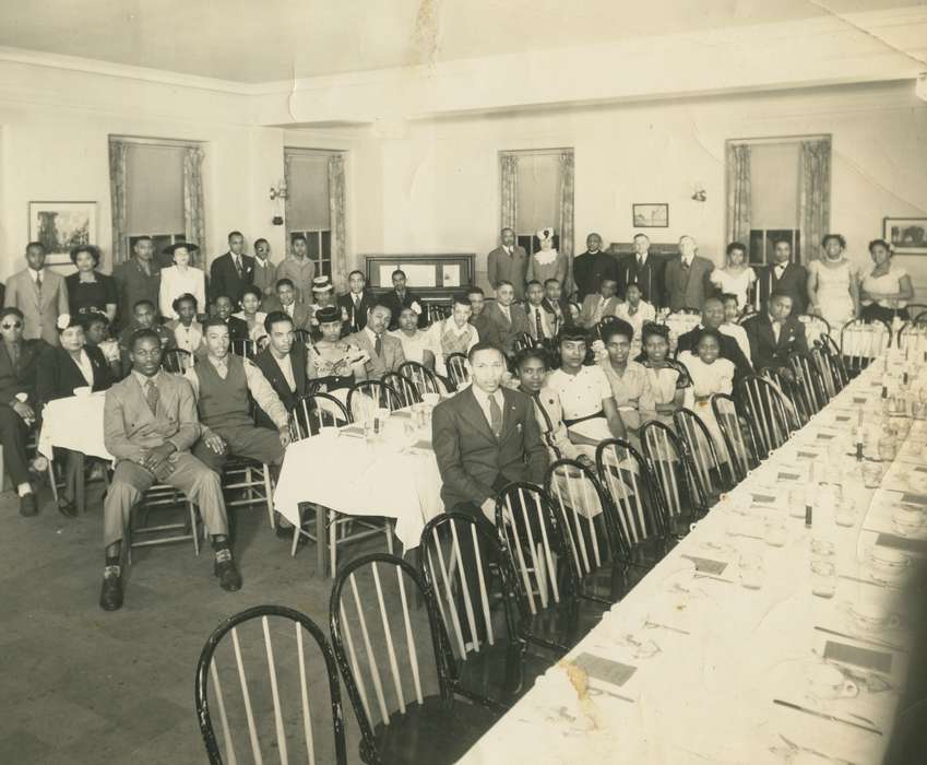 Food and Meals, banquet, Iowa, Portraits - Group, Iowa History, Waterloo, IA, history of Iowa, People of Color, Henderson, Jesse, african american