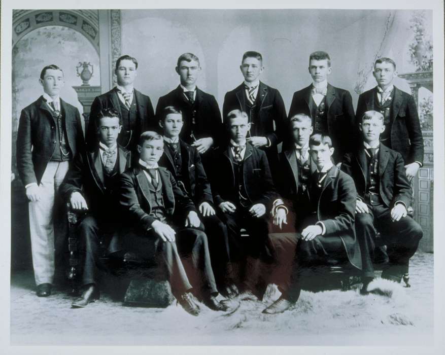 Archives & Special Collections, University of Connecticut Library, Iowa, class, suit, Iowa History, history of Iowa, Storrs, CT, men, student, tie