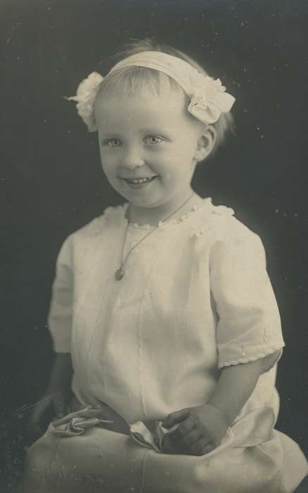 Children, Portraits - Individual, history of Iowa, Waverly Public Library, girl, Iowa History, Iowa, white dress
