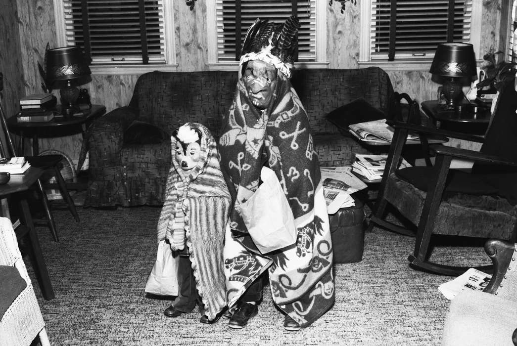 halloween, Coon Rapids, redface, stereotype, Photos, Coon Rapids Enterprise, history, ia, Portraits - Group, Iowa, Homes, stereotype of native american, costume, Holidays, Families, IA, Children, caricature of native american, living room, stereotype of american indian, historic, United States