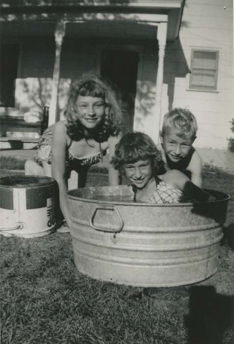 bucket, Iowa, Children, Iowa History, Families, bathing suit, Colesburg, IA, Forkenbrock, Lois, sibling, swimsuit, pool, Leisure, history of Iowa