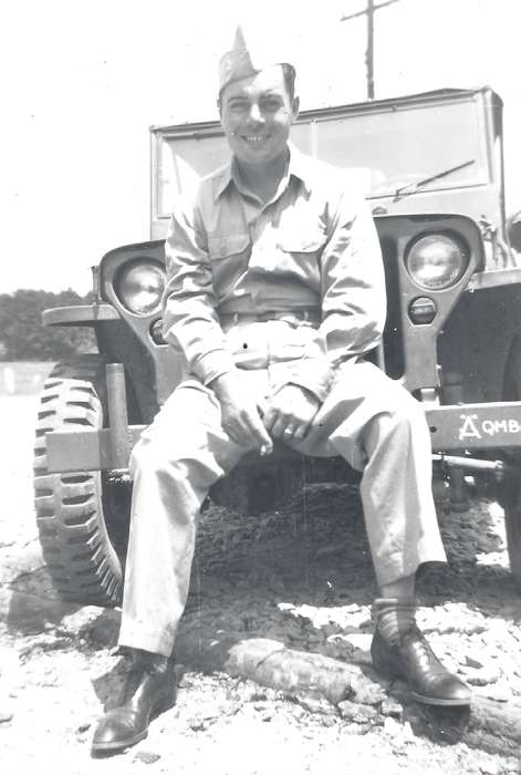cigarette, history, Union, Military and Veterans, Photos, Monroe, uniform, ww2, Iowa, Motorized Vehicles, Portraits - Individual, United States, ia, jeep, historic, Campopiano Von Klimo, Melinda, NC, sock