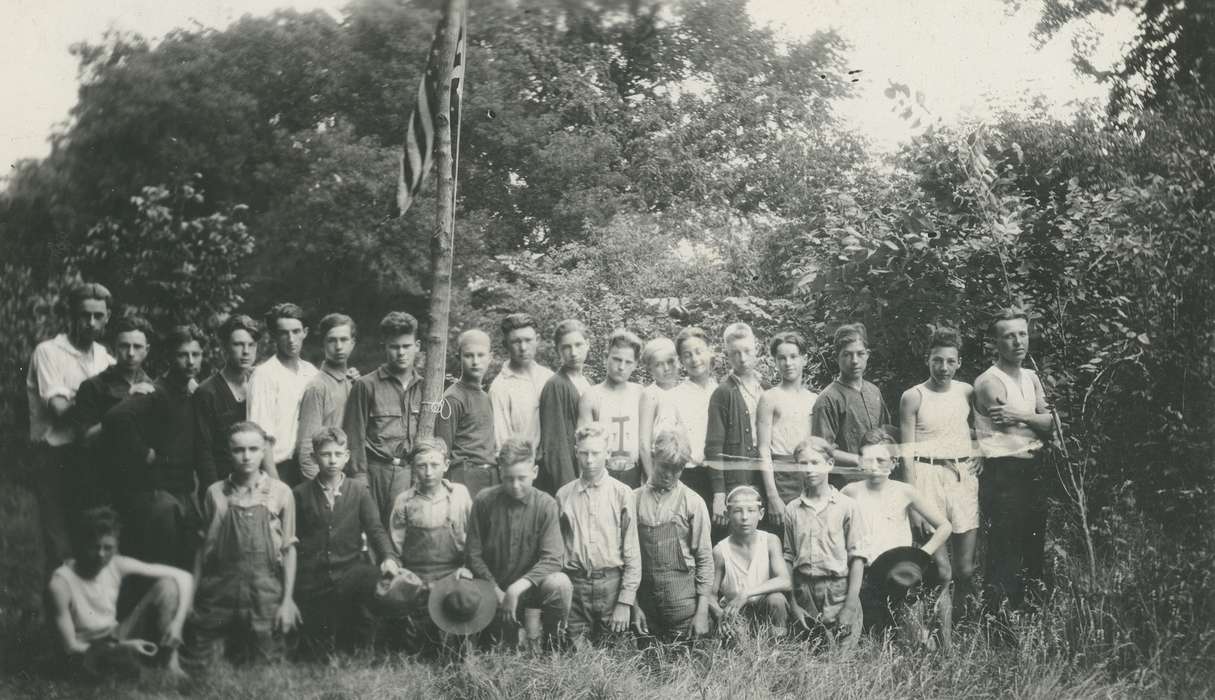 Iowa History, history of Iowa, flags, Portraits - Group, Clear Lake, IA, McMurray, Doug, Children, Iowa, boy scouts