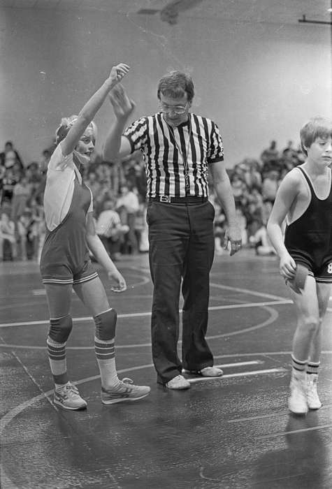 Coon Rapids Enterprise, Coon Rapids, historic, Winter, referee, Schools and Education, audience, boy, history, ia, athlete, gymnasium, Iowa, Sports, wrestling, United States, Children, child, Photos, IA