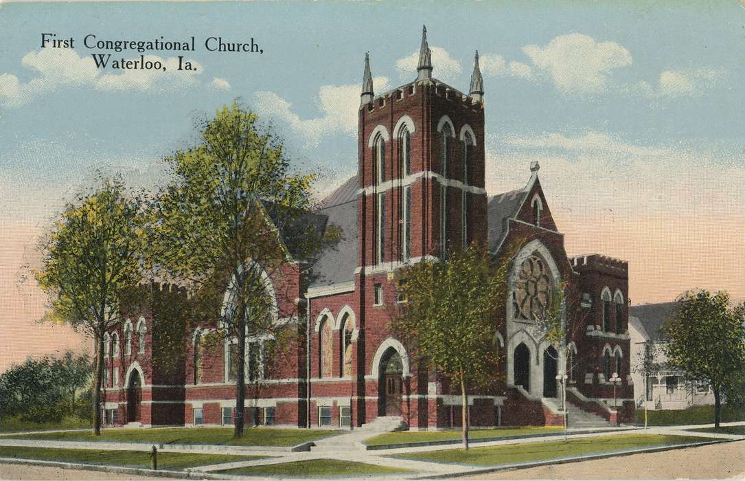 ia, IA, history, postcard, Religious Structures, Waterloo, historic, church, Olsson, Ann and Jons, Iowa, Black Hawk, United States, Photos