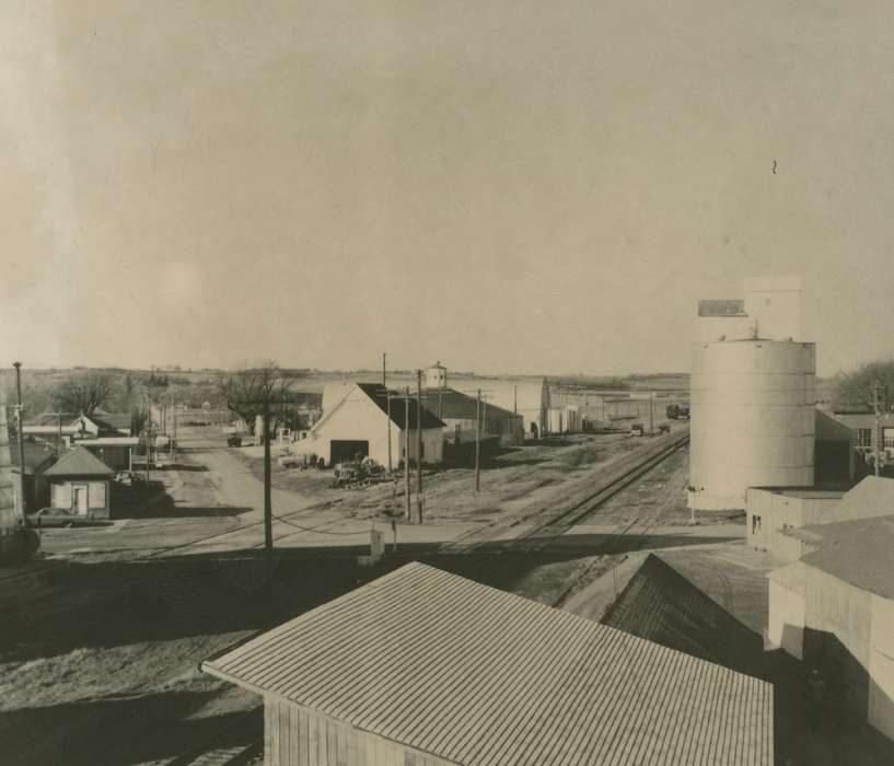 Cities and Towns, Nixon, Charles, Iowa History, history of Iowa, Businesses and Factories, road, train tracks, Coon Rapids, IA, Iowa