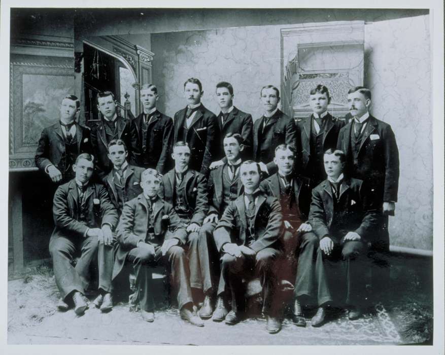 student, Iowa History, class, tie, Iowa, Archives & Special Collections, University of Connecticut Library, history of Iowa, Storrs, CT, men