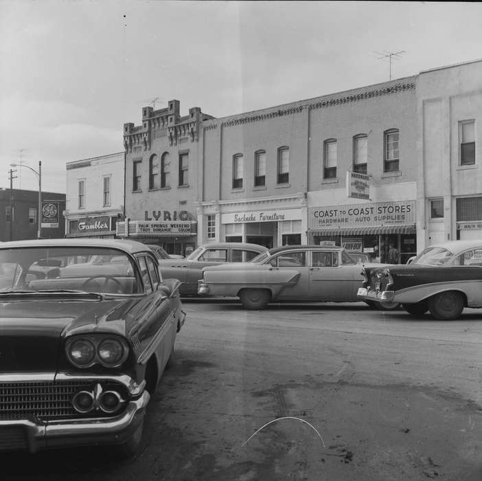 furniture store, car, hardware store, IA, Cities and Towns, historic, Motorized Vehicles, Coon Rapids, street, Businesses and Factories, Iowa, United States, Photos, furniture, history, Main Streets & Town Squares, ia, Coon Rapids Enterprise, stores