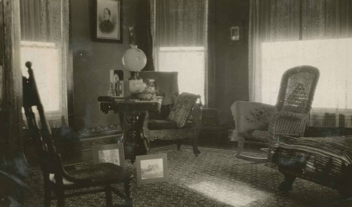 Iowa Falls, IA, photograph, Homes, rocking chair, Iowa History, Mortenson, Jill, living room, Iowa, history of Iowa