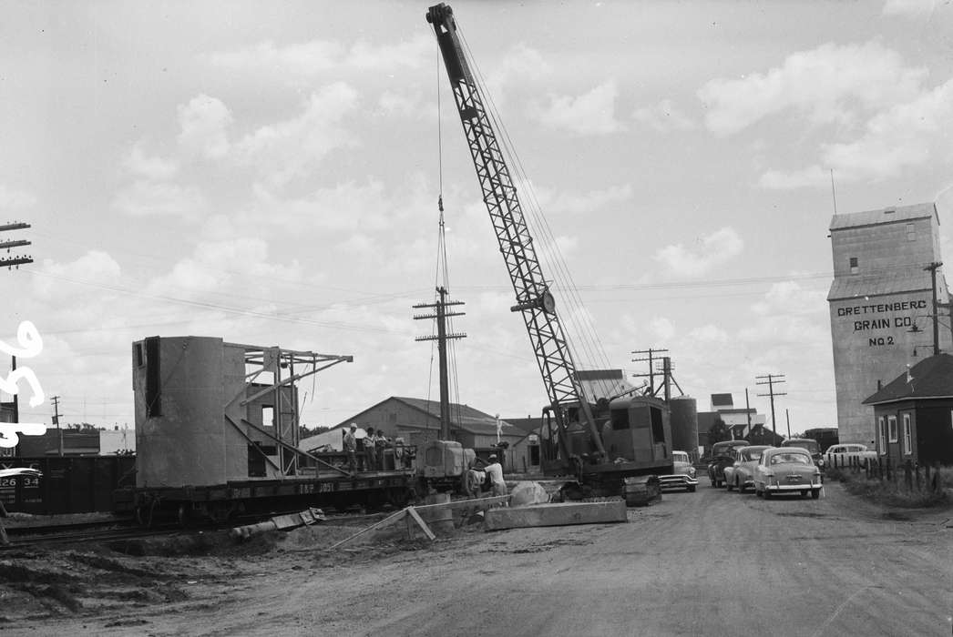 Iowa, IA, United States, Photos, historic, Labor and Occupations, Motorized Vehicles, Coon Rapids, construction, Coon Rapids Enterprise, history, highway, ia, road construction, crane