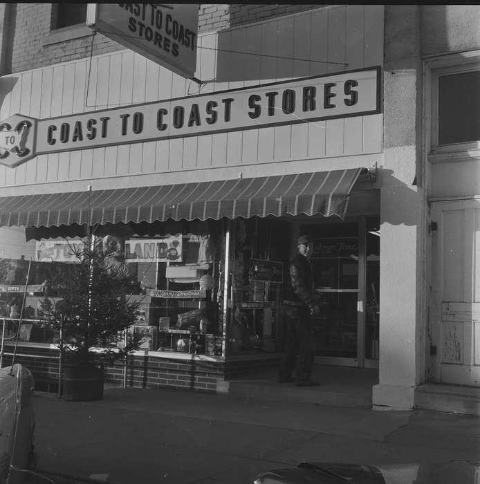 Businesses and Factories, Portraits - Individual, store, hardware store, storefront awning, Iowa, IA, United States, Cities and Towns, store front, Photos, historic, Coon Rapids, history, Main Streets & Town Squares, ia, Coon Rapids Enterprise