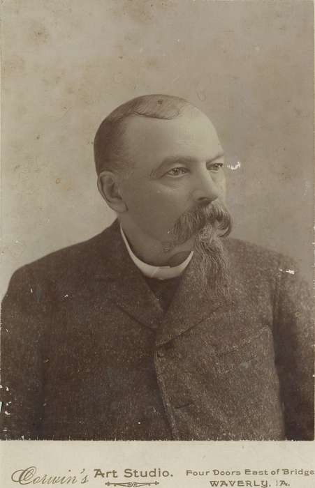 Portraits - Individual, Photos, history, mustache, Iowa, correct date needed, United States, Waverly, Waverly Public Library, beard, ia, IA, historic, Bremer