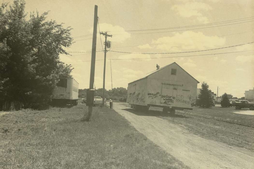 Iowa History, power lines, pickup truck, Iowa, correct date needed, Waverly Public Library, shed, Cities and Towns, history of Iowa, Motorized Vehicles