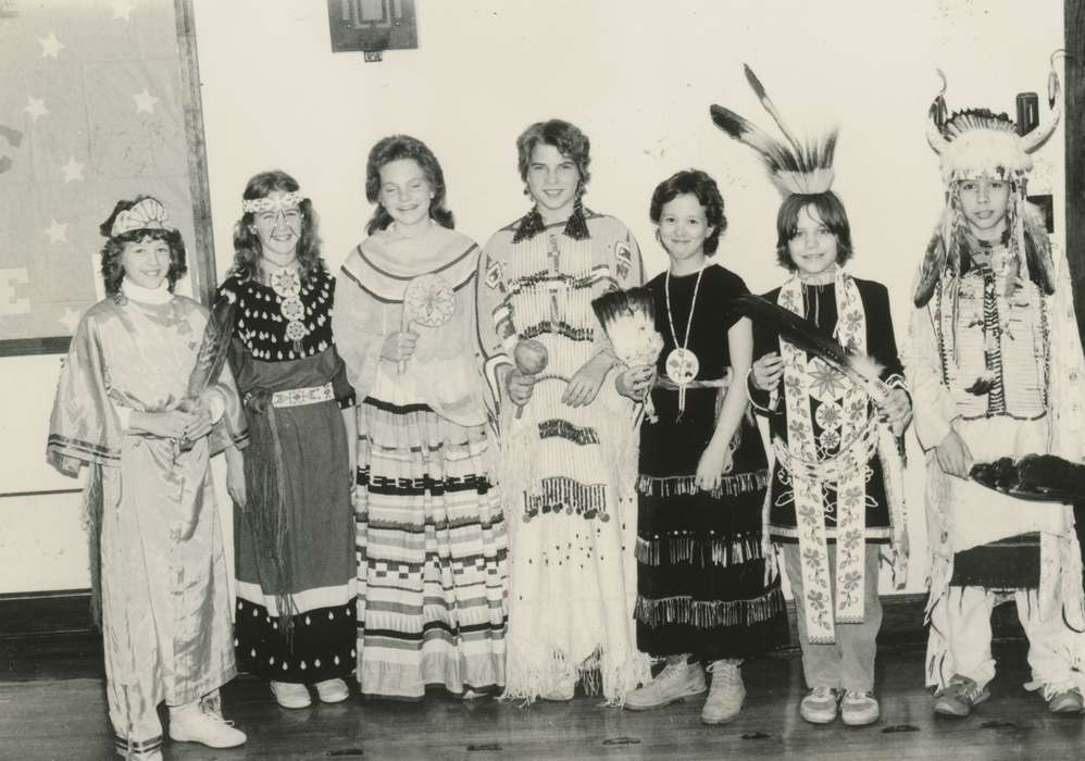 Children, Fort Dodge, IA, Iowa History, Schools and Education, Portraits - Group, Iowa, costume, Stewart, Phyllis, history of Iowa, stereotype of native american, redface