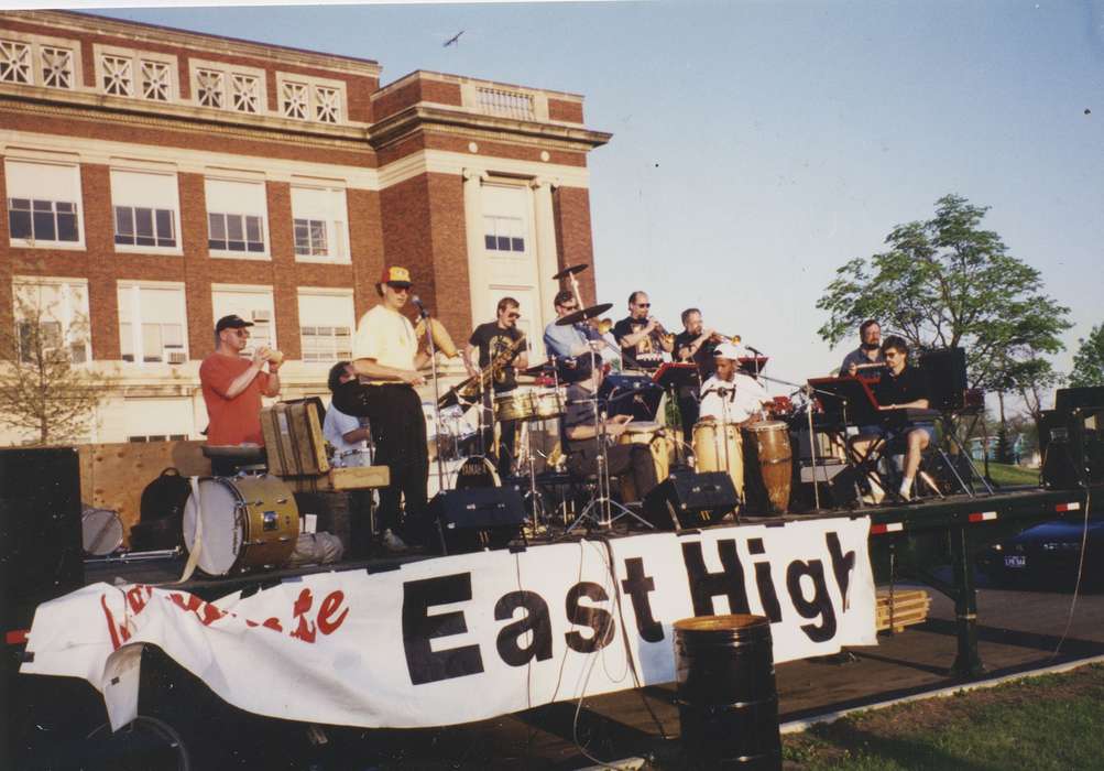 history of Iowa, Schools and Education, stage, band, Iowa History, drum, Iowa, instrument, Waterloo, IA, high school, Entertainment, East, Ed