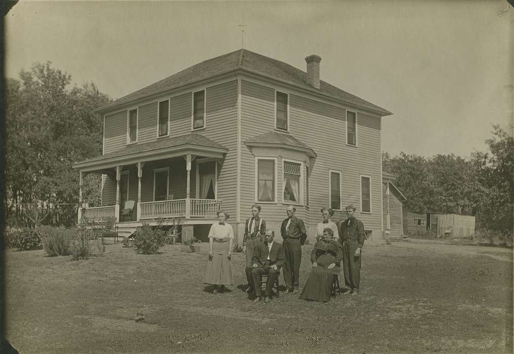 family, house, Homes, Iowa History, Iowa, Portraits - Group, Schmillen, Gloria, Families, James, IA, history of Iowa
