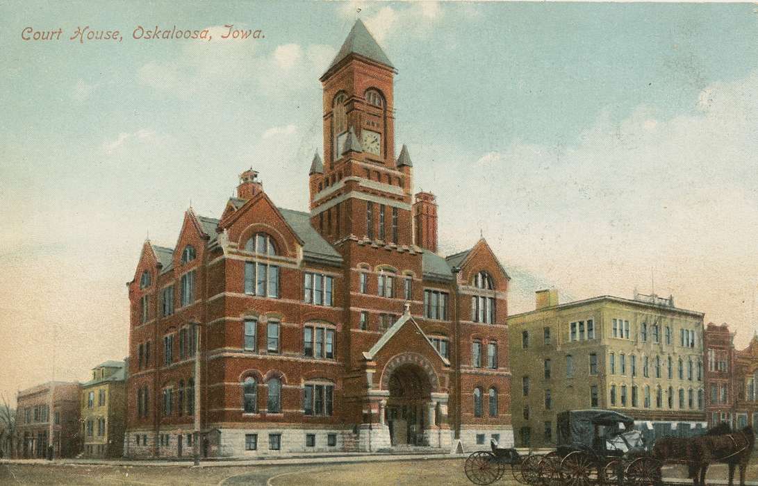 courthouse, Iowa, Main Streets & Town Squares, correct date needed, Iowa History, color, history of Iowa, Oskaloosa, IA, Cities and Towns, Dean, Shirley