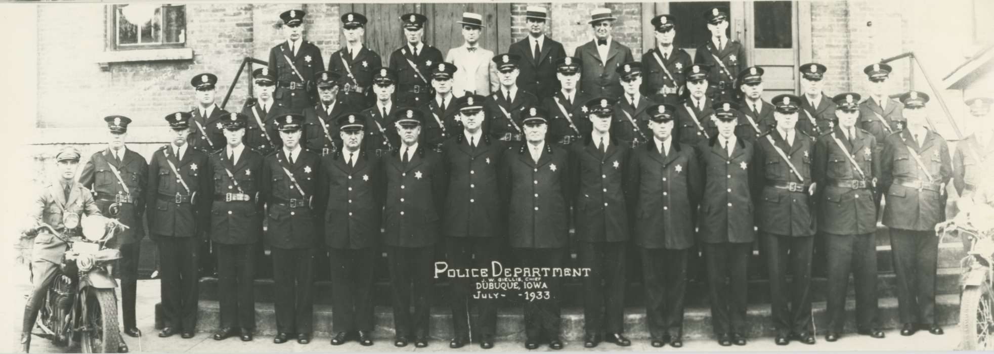 uniform, Cities and Towns, Dubuque, IA, police, Whitfield, Carla & Richard, Iowa History, Portraits - Group, Iowa, history of Iowa, Labor and Occupations, motorcycle