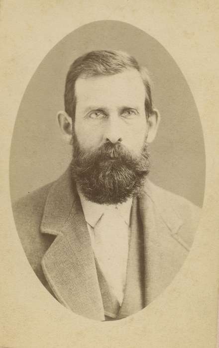 mustache, Portraits - Individual, man, Olsson, Ann and Jons, Maquoketa, IA, carte de visite, history of Iowa, Iowa History, beard, Iowa