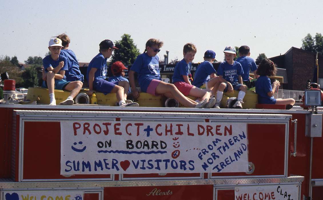 fourth of july, Johnson County Historical Society, northern ireland, Motorized Vehicles, Fairs and Festivals, Holidays, project children, Children, parade float, fire engine