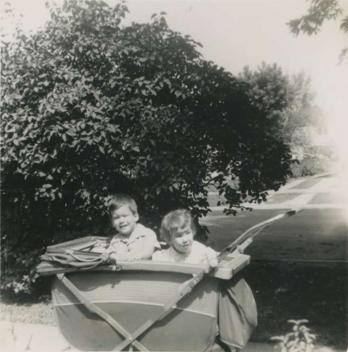 Kral, Ty, ia, Iowa, history, Homes, bush, Photos, Portraits - Group, Children, historic, baby carriage, United States