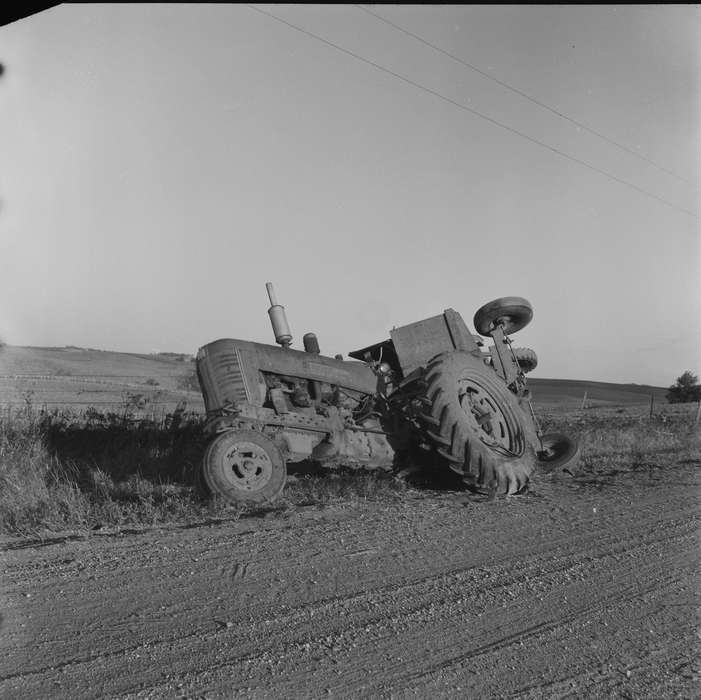 Iowa, IA, United States, ditch, Photos, Labor and Occupations, Motorized Vehicles, Coon Rapids, historic, history, Wrecks, Farming Equipment, ia, Coon Rapids Enterprise, tractor