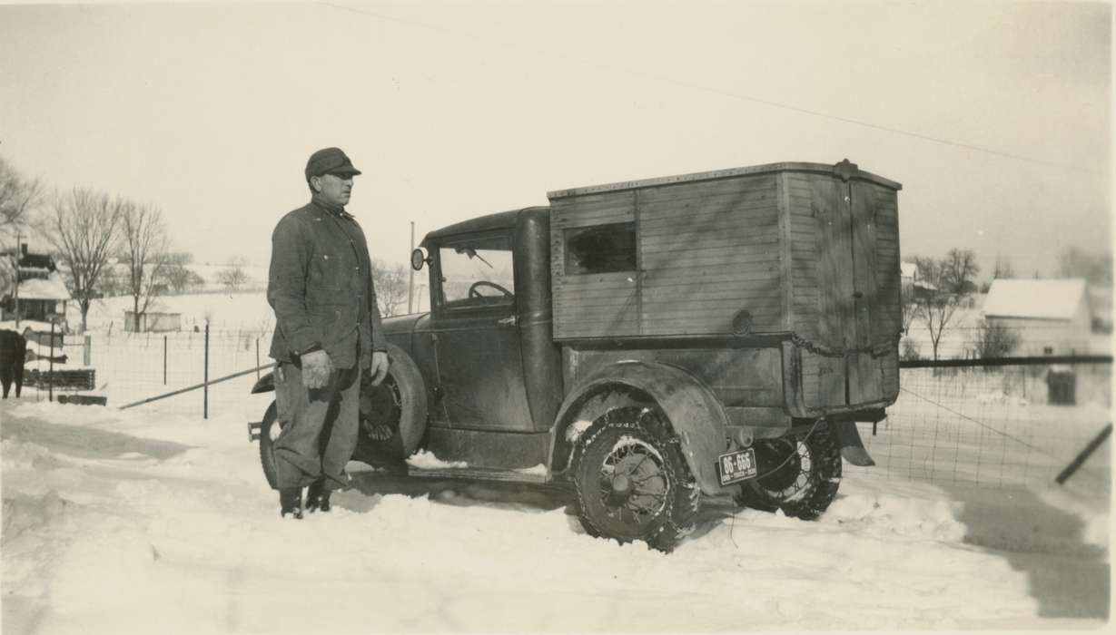snow, Motorized Vehicles, truck, Iowa History, Toledo, IA, Cech, Mary, Farms, Winter, Iowa, history of Iowa