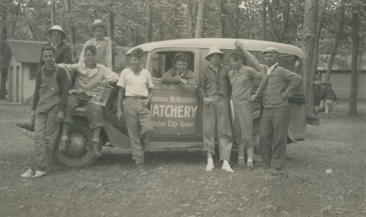 hatchery, Iowa History, history of Iowa, Portraits - Group, Motorized Vehicles, Clear Lake, IA, McMurray, Doug, car, Iowa, boy scouts