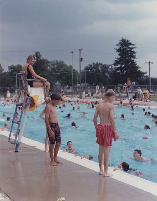 history of Iowa, Leisure, Waverly Public Library, swimming pool, Outdoor Recreation, Iowa History, kids, Iowa, Waverly, IA, Children, lifeguard, Labor and Occupations