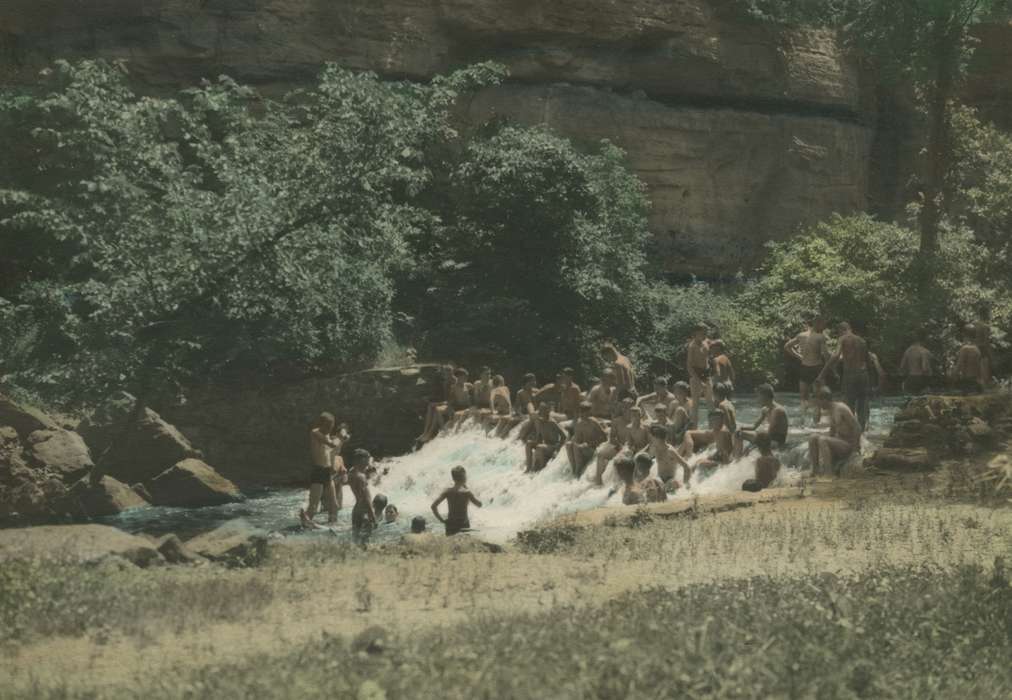 colorized, Webster City, IA, Outdoor Recreation, Iowa, swim suit, McMurray, Doug, Iowa History, history of Iowa, boy scout, Lakes, Rivers, and Streams, Children