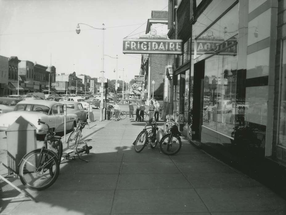 Motorized Vehicles, Main Streets & Town Squares, storefront, boys, Entertainment, Children, Iowa, Iowa History, mainstreet, Waverly Public Library, Cities and Towns, Outdoor Recreation, cars, Leisure, Businesses and Factories, history of Iowa