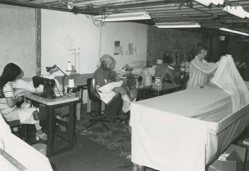 Iowa, Waverly Public Library, women at work, Iowa History, history of Iowa, sewing, sewing machine, Labor and Occupations