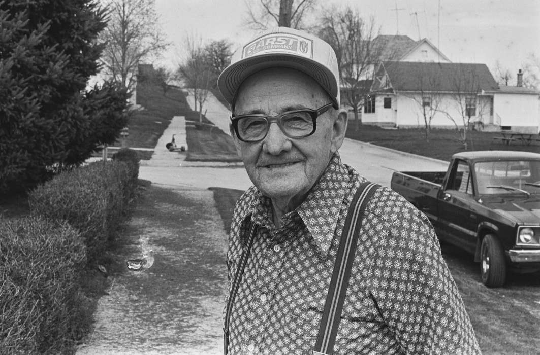 old man, suspenders, Coon Rapids, Coon Rapids Enterprise, Iowa, historic, man, Photos, United States, baseball cap, glasses, ia, history, Portraits - Individual, IA