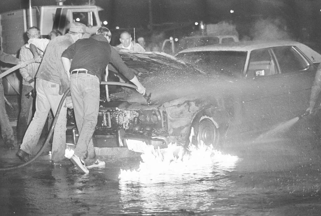 Wrecks, history, Coon Rapids Enterprise, Photos, Cities and Towns, Motorized Vehicles, Businesses and Factories, IA, Coon Rapids, Labor and Occupations, ia, historic, fire, United States, car, Iowa