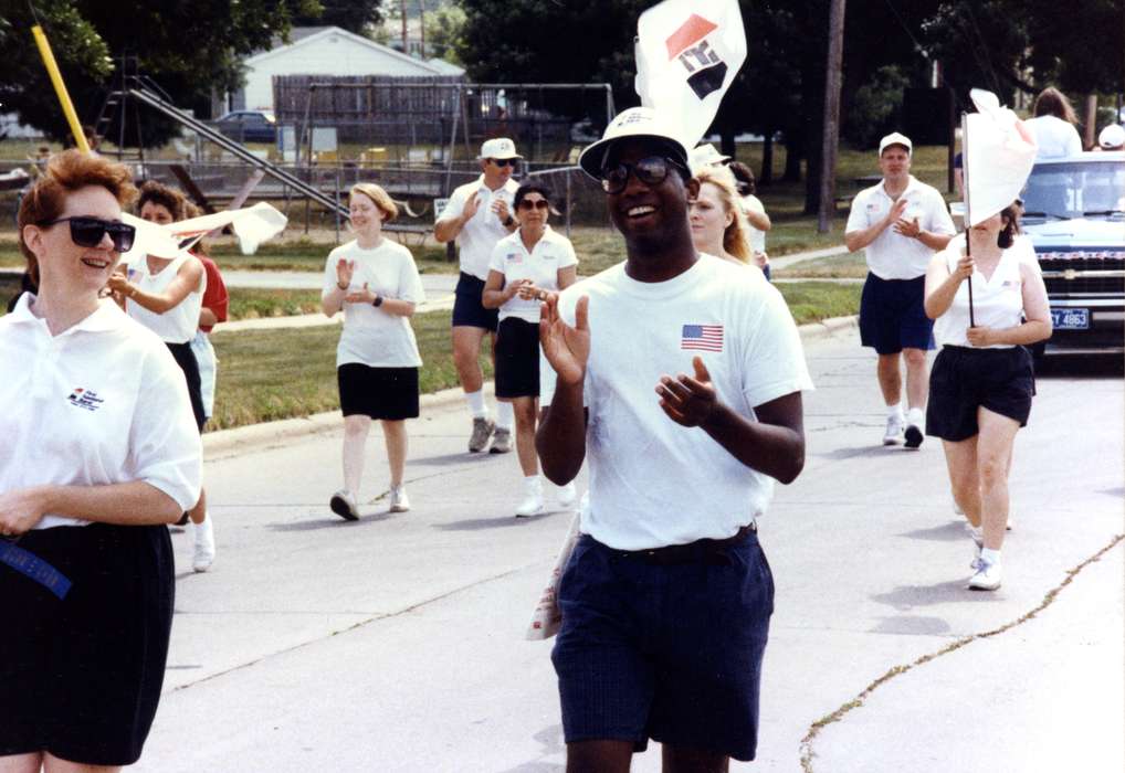 fourth of july, Johnson County Historical Society, playground, Fairs and Festivals, flags, Businesses and Factories, Holidays, parade, first national bank