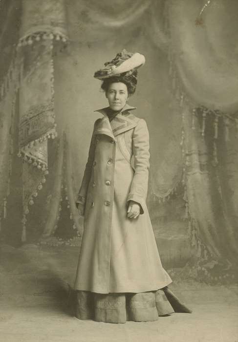 IA, Iowa History, hat, Portraits - Individual, coat, dress, Mitchell, Christie, Iowa, history of Iowa