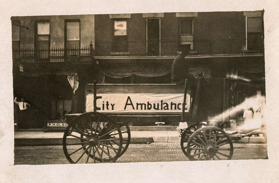 wagon, Main Streets & Town Squares, Anamosa Library & Learning Center, history of Iowa, ambulance, Anamosa, IA, Cities and Towns, Iowa History, Iowa