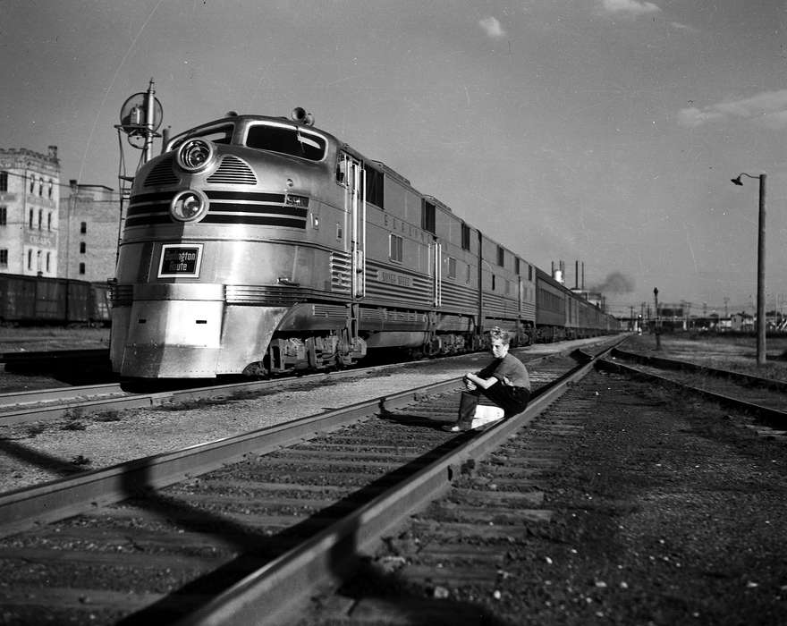 train, Iowa History, Portraits - Individual, locomotive, Ottumwa, IA, Iowa, Lemberger, LeAnn, railroad, Cities and Towns, history of Iowa, Train Stations, train track