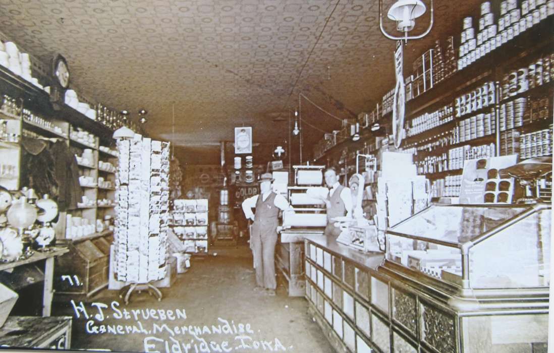 store, Iowa History, Eldridge, IA, history of Iowa, Yeltman, Valerie, Cities and Towns, Iowa, Labor and Occupations, general store, Businesses and Factories