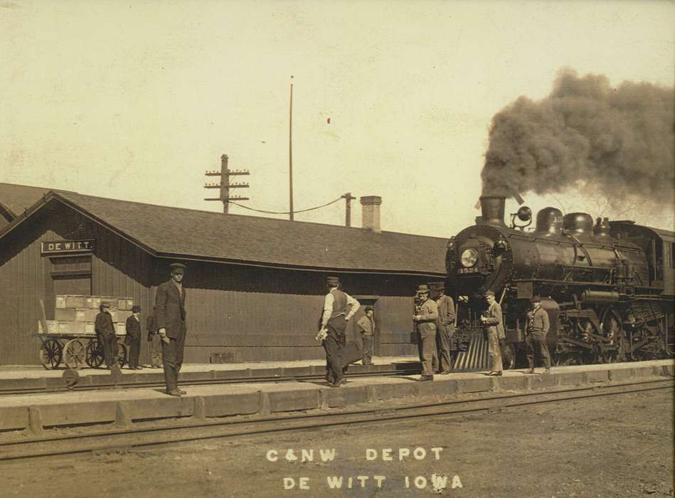 train, Train Stations, Iowa History, history of Iowa, Saliu, Becky, Iowa, depot, DeWitt, IA