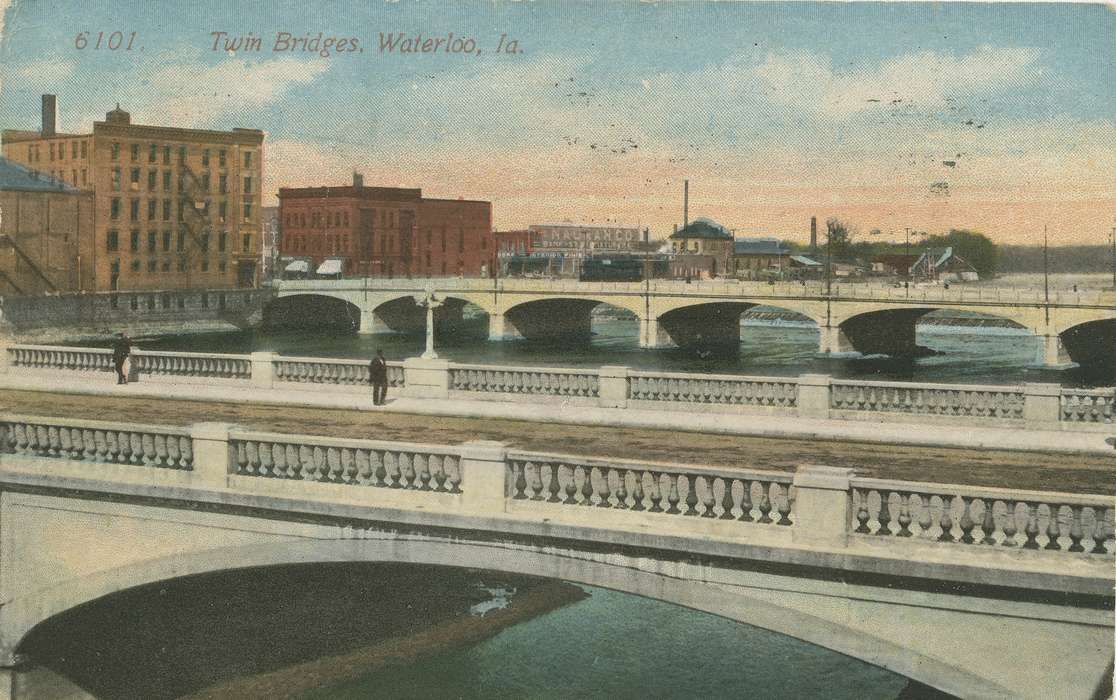 ia, river, IA, history, postcard, bridge, Waterloo, historic, Lakes, Rivers, and Streams, Olsson, Ann and Jons, Iowa, bridges, Black Hawk, United States, Photos