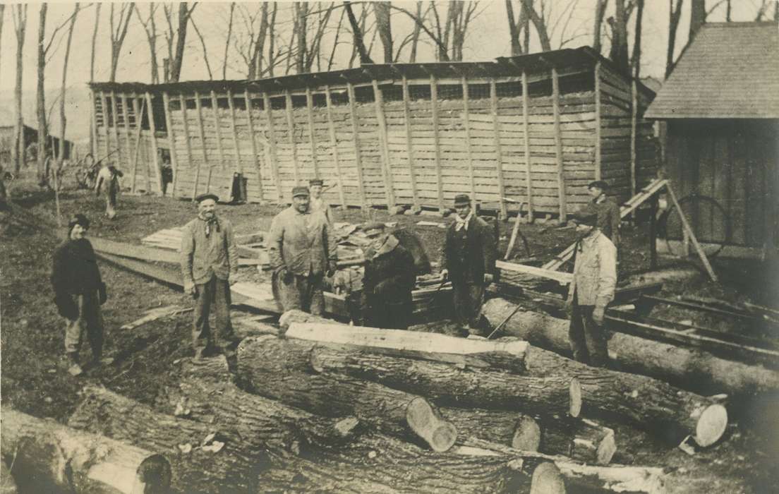 logging, Iowa History, Cech, Mary, history of Iowa, Businesses and Factories, Portraits - Group, lumber, Labor and Occupations, Fairfax, IA, Iowa