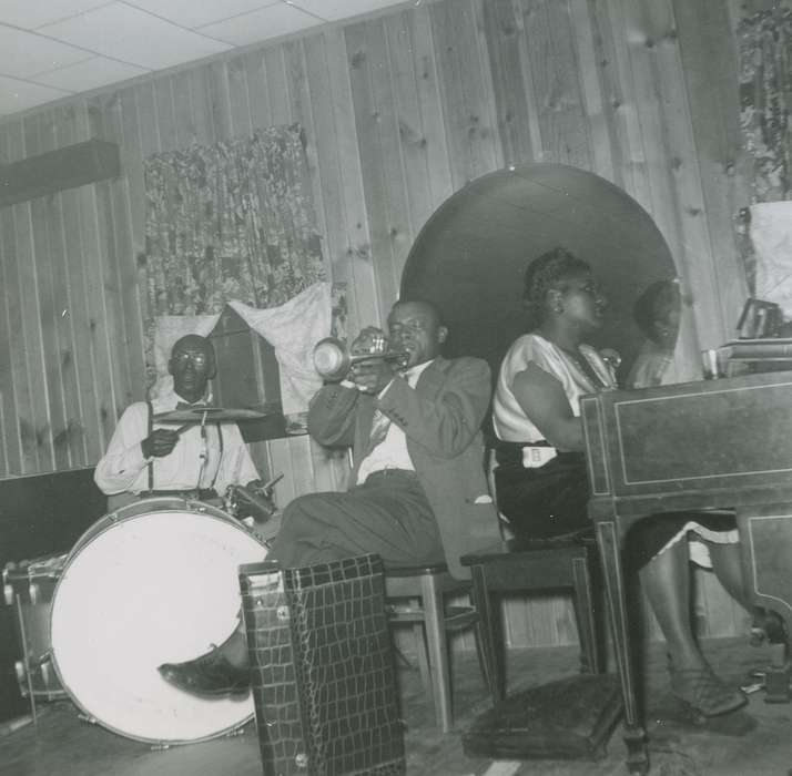 Entertainment, african american, Iowa History, piano, trumpet, Iowa, history of Iowa, IA, People of Color, Fink-Bowman, Janna, drum