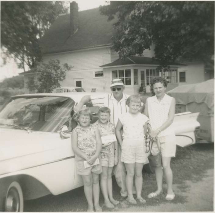 car, McCllough, Connie, house, USA, Iowa History, siblings, Portraits - Group, Families, Iowa, Motorized Vehicles, history of Iowa, Children