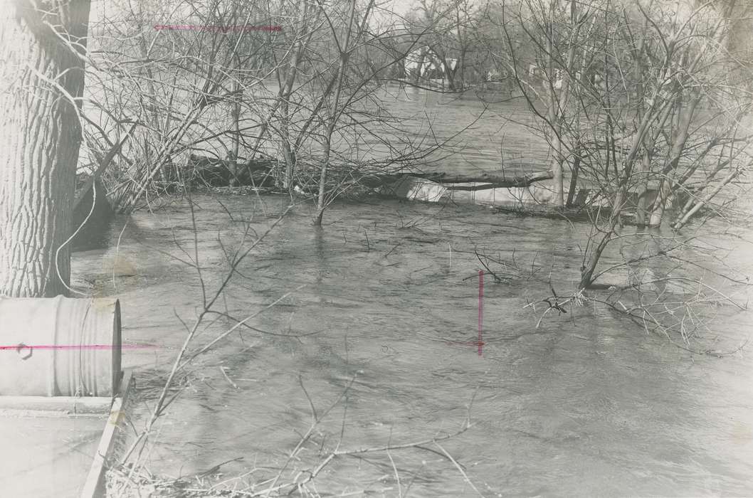Floods, Iowa History, Waverly, IA, Iowa, Waverly Public Library, Lakes, Rivers, and Streams, history of Iowa, boathouse, trees