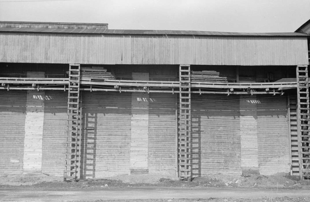 Iowa, Businesses and Factories, brick building, ladder, ice plant, history of Iowa, warehouse, Iowa History, Library of Congress