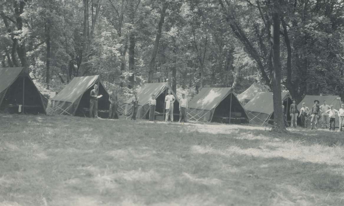 McMurray, Doug, camping, Webster County, IA, Outdoor Recreation, Iowa History, boy scouts, Portraits - Group, Iowa, tents, history of Iowa, Children